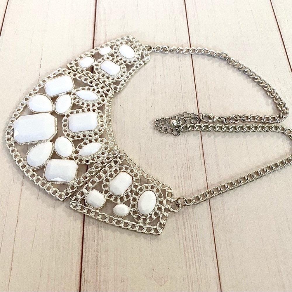 White Statement Necklace - image 5